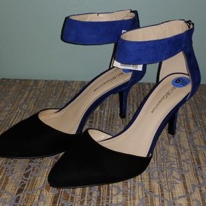 Black and blue high heels